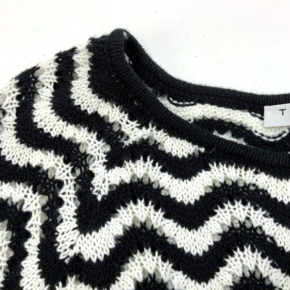 Trina Turk Black & White Chevron Pattern Knit Cotton Sweater Sz M - Picture 15 of 16